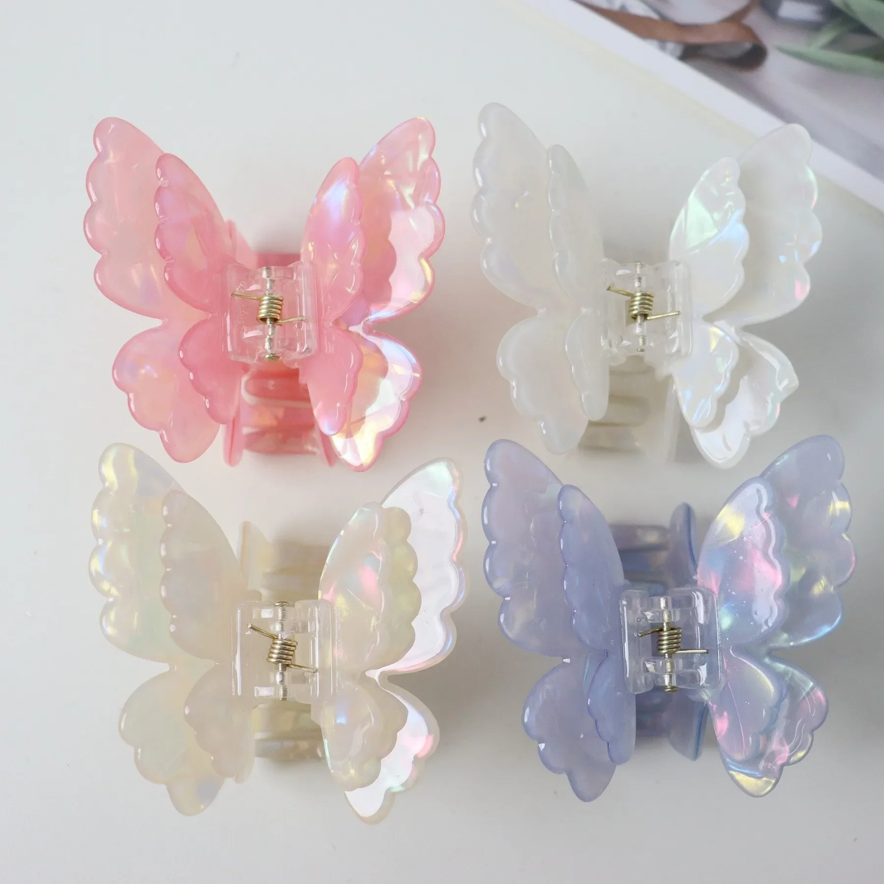 Fairy Gradient colorful Butterfly Hair Claw French Retro Acetate Crab Hair Clip Women Fashion Headwear Hairpin Hair Accessories