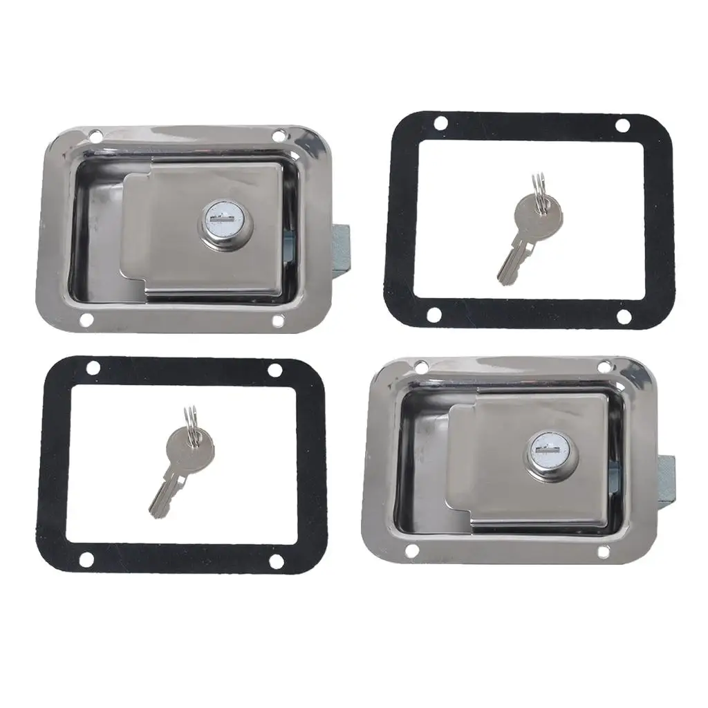 2pcs Marine Yacht Stainless Steel Paddle Lock Latch Truck RV Tool Box W/ Key