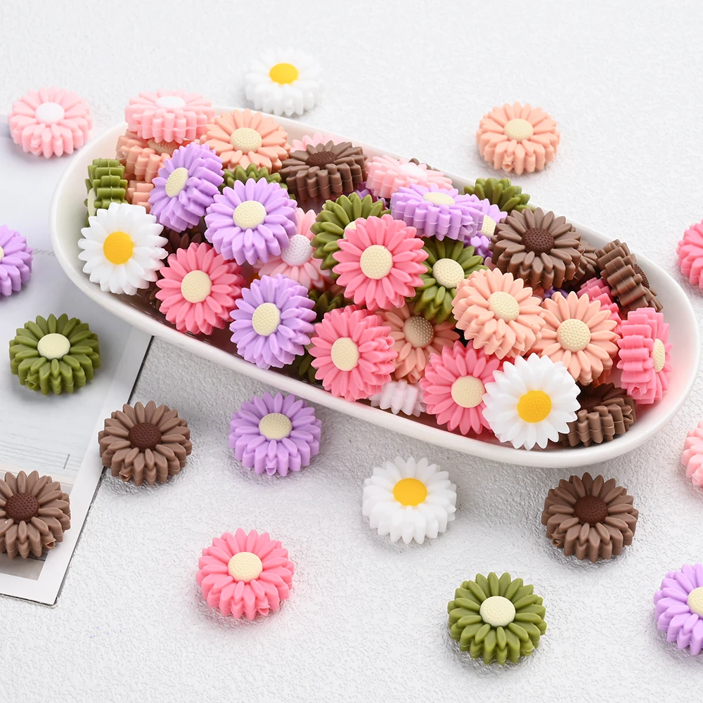 

7 шт. цветные силиконовые бусины для прорезывания зубов, бусины с цветочным фокусом или цепочка для соски «сделай сам», ожерелья ручной работы, браслеты, изготовление ювелирных изделий