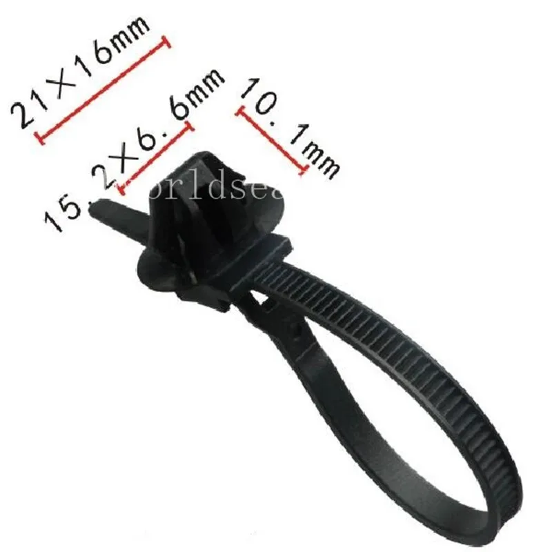 100PCS Releasable Cable Strap Total Length: 150 mm Width: 4.7 mm Elastic Strap Auto Plastic Clip Lock plastic Fastener Clip