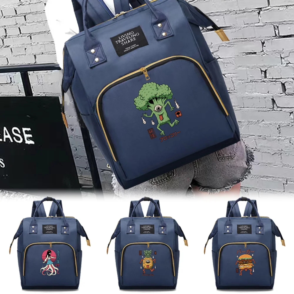 

Mommy Pack Large Capacity with Compartments cute monster Series Zipper Backpack Portable Simple Ladies Casual Travel Storage Bag