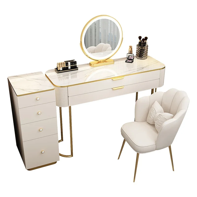 Modern Mirror Vanity Table Drawer Organizer Women Chair Dressing Table Luxury Nordic Led Lights Tocador Maquillaje Furniture