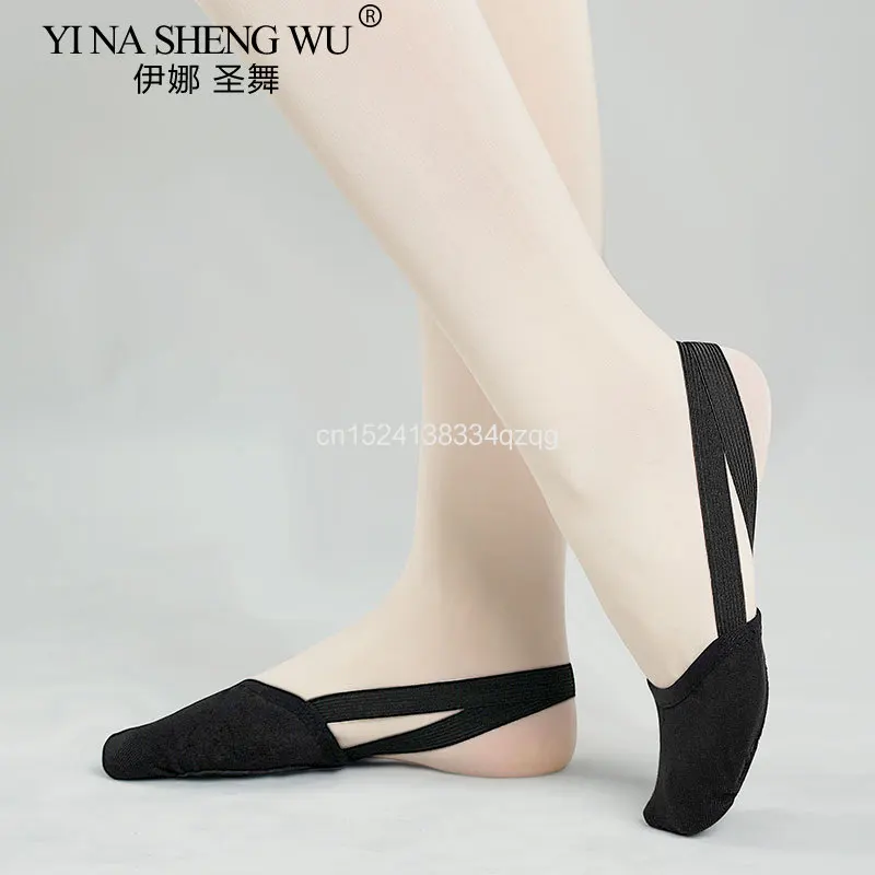 Sapatos de ginástica rítmica elástica meia sapatos de balé chinelos planos sapato de dança microfibra meninas crianças mulheres sapatos de barriga