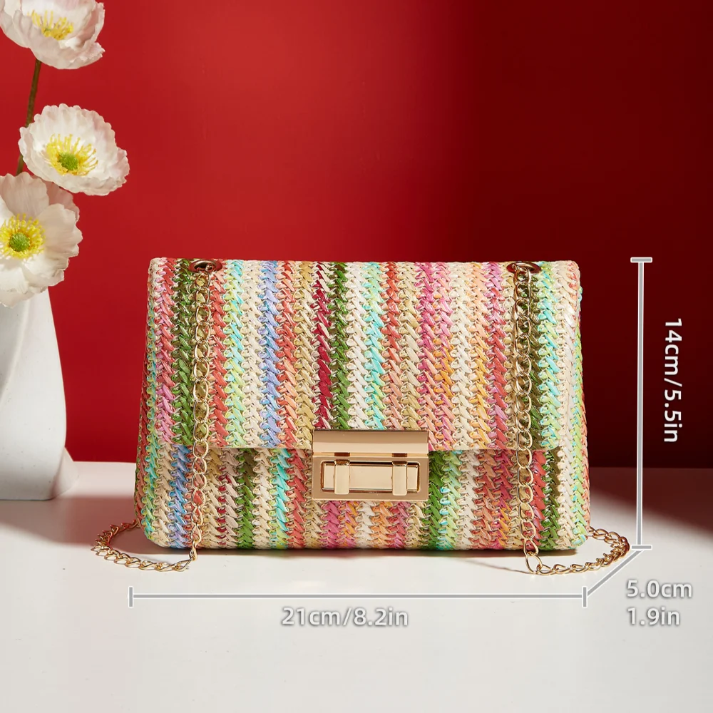 Rattan Knitting Women Straw Bag Beach Summer Handbag Female Shoulder Crossbody Bags Travel Design Flap Bag