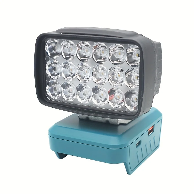 Portable LED Work Light for Makita 18V Battery-Job Site Lighting-15W 2000LM with USB & TypeC Charging and Low Voltage Protection