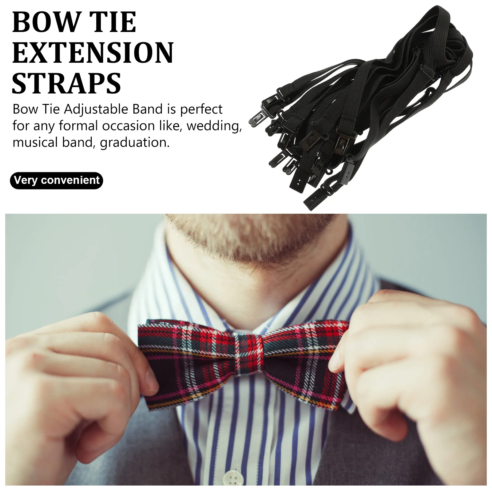 10pcs Bow Elastic Strap For Dressup Tie Strap Adjustable Comfortable Wear resistant B for Party Dressup DIY Mens Accessories
