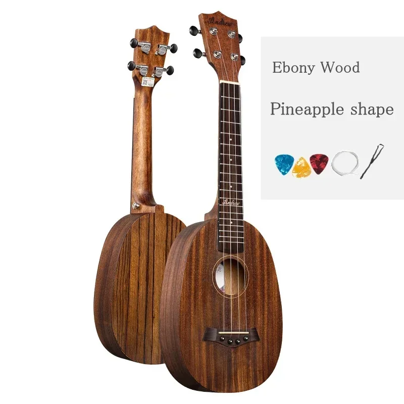 Pineapple Ukulele Ebony Wood 23 Inch Concert Shape Mini Guitar Electric Acoustic 4 Strings Ukelele Guitarra Ukelele