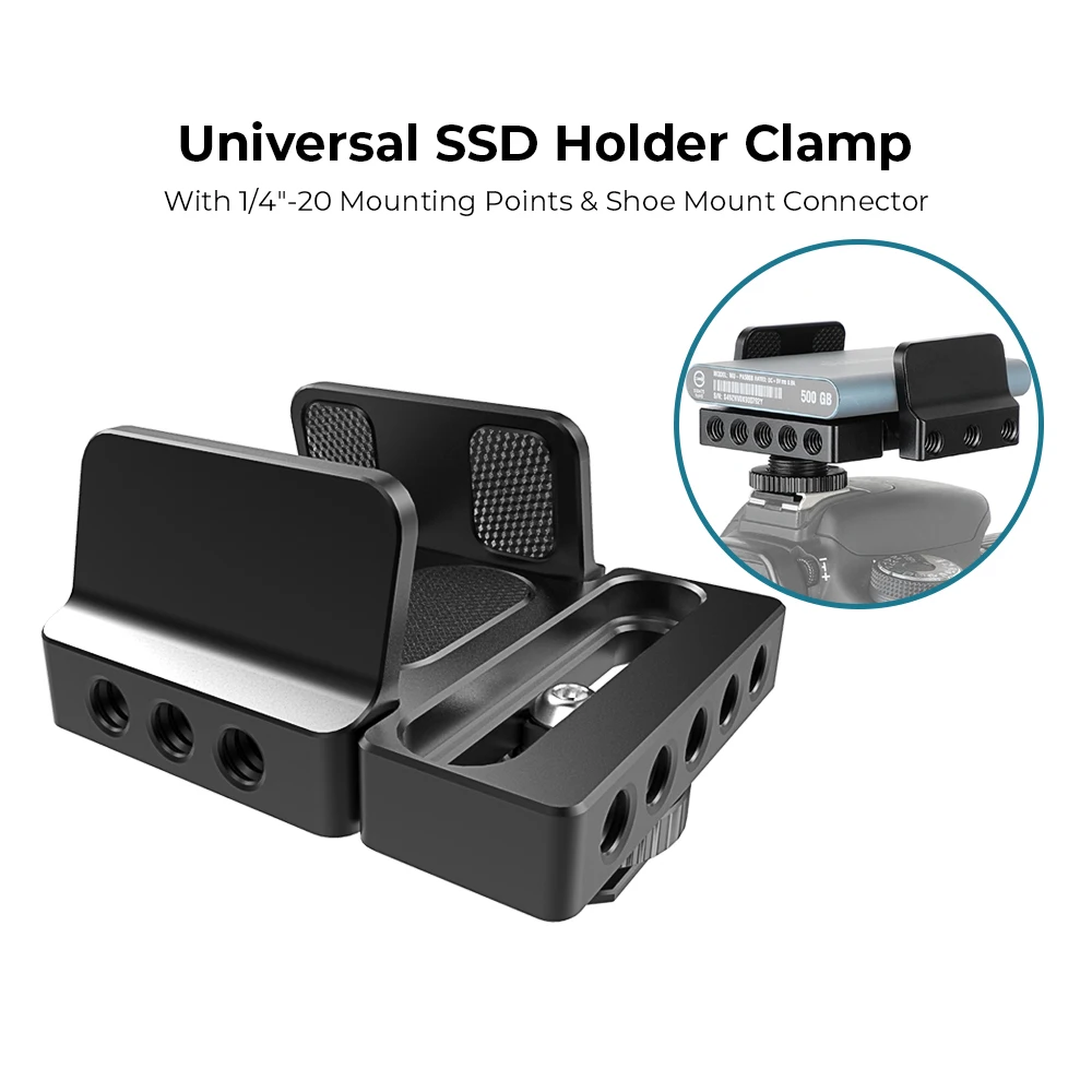CAMVATE マウントブラケット SSD ホルダー コールドシューケーブルクランプ付き 32-64mm サムスン T5 T7 SSD サンディスク用
