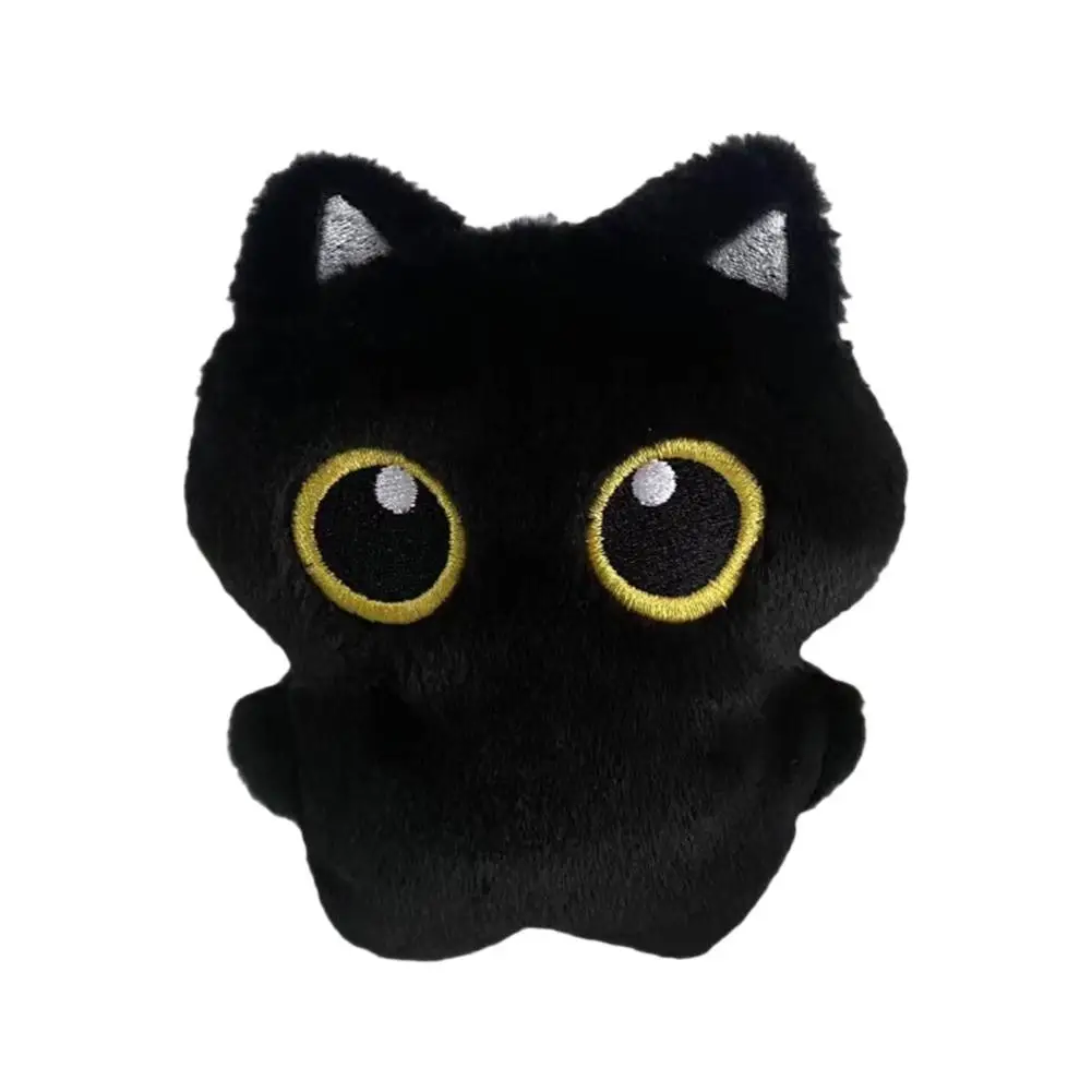 Novo adorável gato preto brinquedo de pelúcia chaveiro dos desenhos animados gatinho boneca criança chave recheado mochila saco carro decoração macia pingente presente w6r1