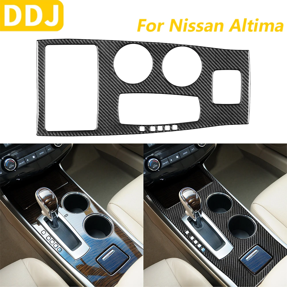 

For Nissan Altima 2013-2018 Carbon Fiber Center Gear Shift Storage Cup Holder Panel Trim Cover Car Accessories Interior Sticker