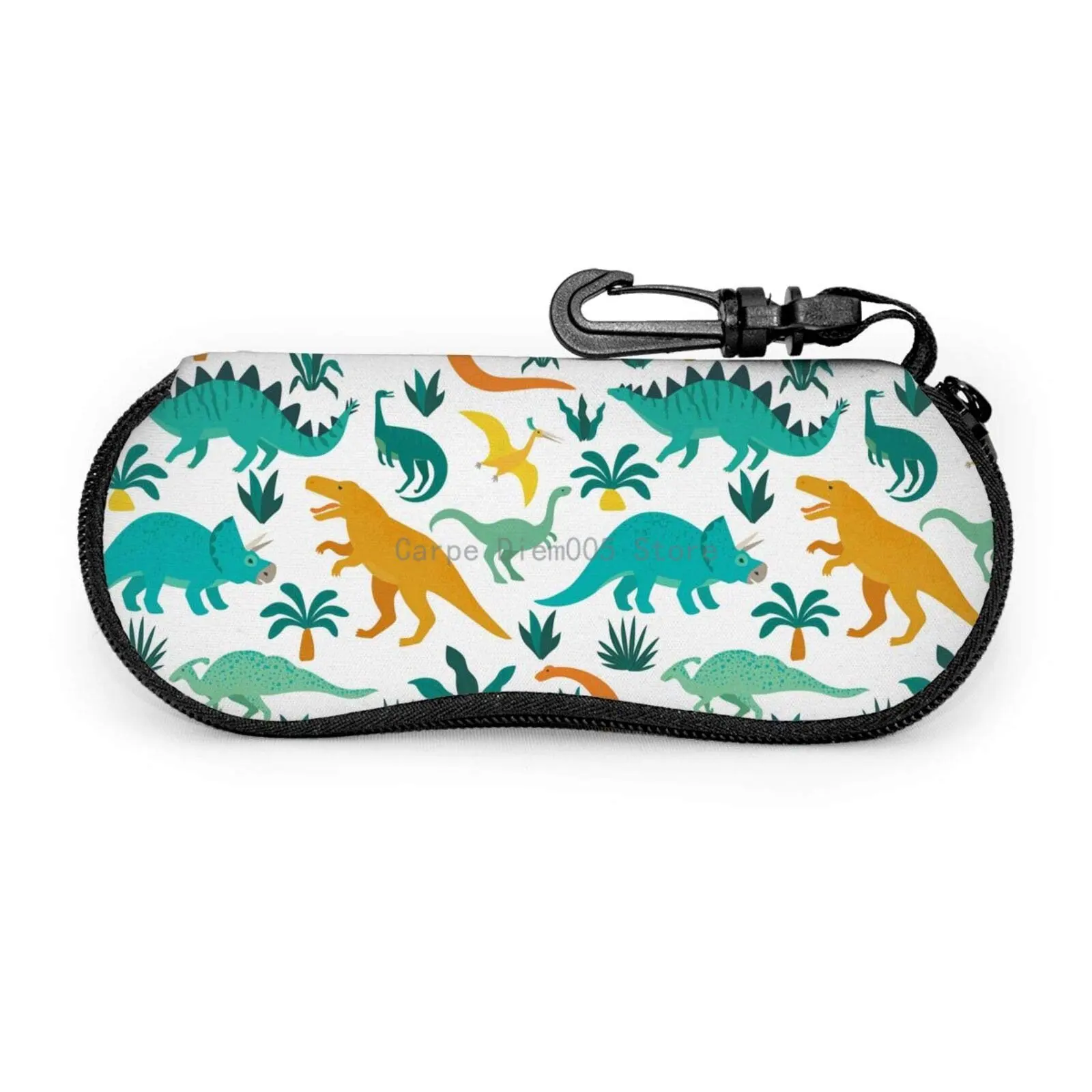 

Cute Colorful Dinosaur Soft Sunglasses Case for Women Men Portable Neoprene Zipper Eyeglass Case