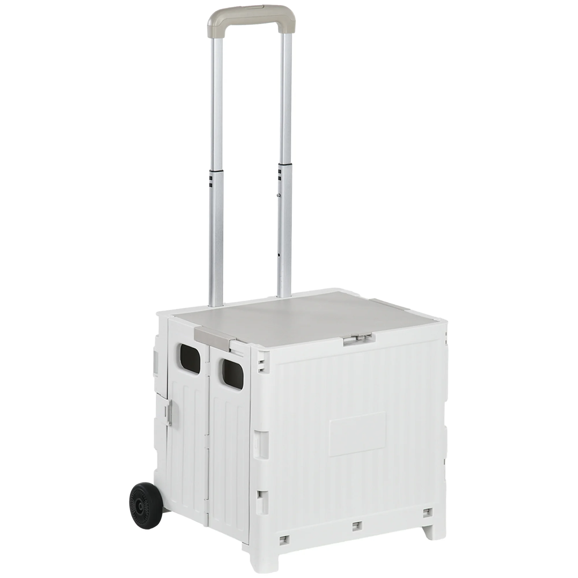 Homcom Opvouwbare Boodschappenkar met 2 Wielen 41,5X32,5X85 cm Wit