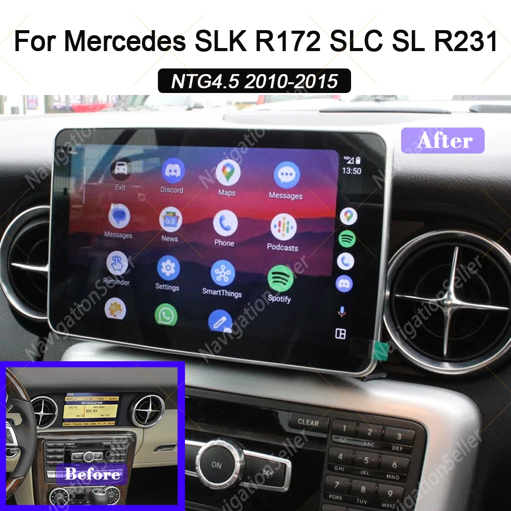 

Android Auto Radio For Mercedes Slk R172 SL R231 SLC Carplay Car Stereo Upgrade Multimedia Head Unit Touch Screen Gps Navigation