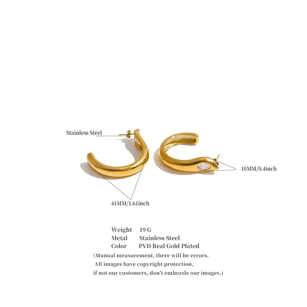 Yhpup Edelstahl-Zirkonia-Schlangen-Guss-Ohrringe, Hypoallergener Metallschmuck für den täglichen Gebrauch, Charmante Ästhetische Accessoires – Detail 1