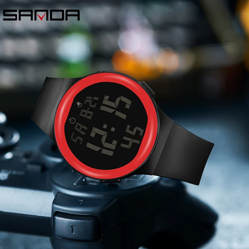 大型ディスプレイとシングルコアの男の子用時計,電子腕時計,発光,防水,韓国のデジタルボーイのファッション,2151