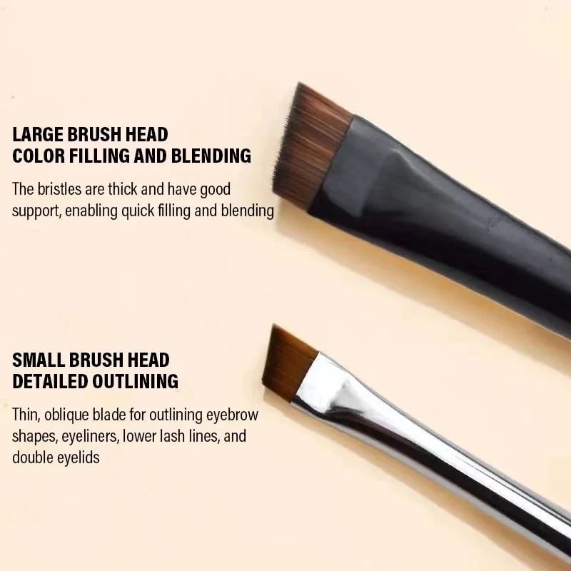 Brosse à sourcils professionnelle, Eyeliner, lame plate coudée Ultra fine, pinceaux de maquillage pour Contour des sourcils, outils de maquillage à Double tête