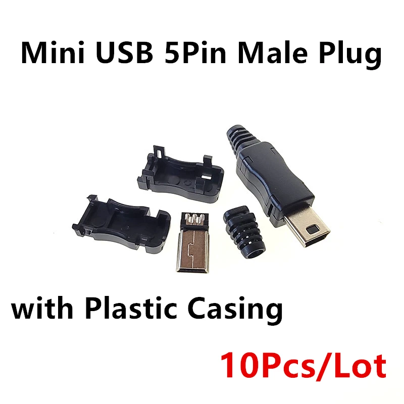 10 Stuks Mini Usb Mannelijke 5pin Gesoldeerde Plug Diy Data Kabel Accessoire Interface Met Plastic Behuizing Mini Usb Connector Usb Socket