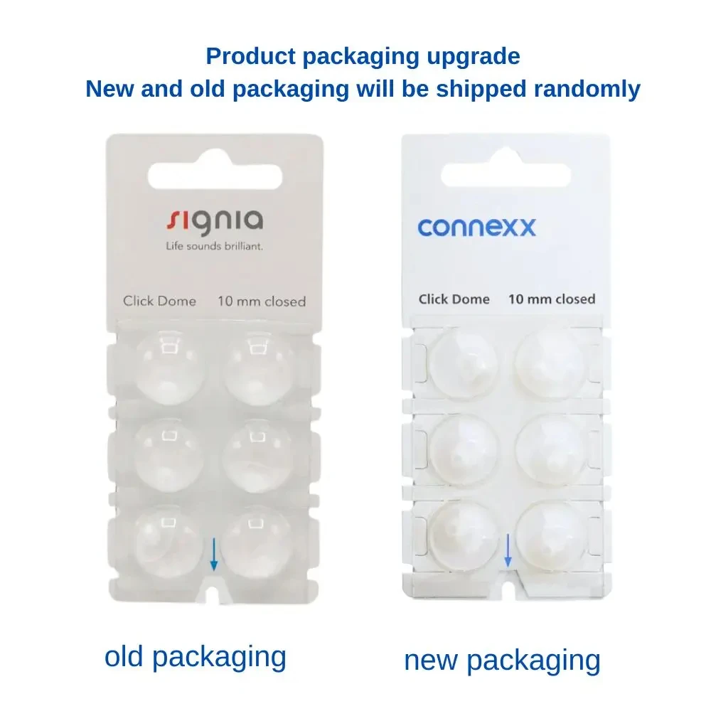 Pacote original Signia/Rexton de 6 peças Click Dome aberto fechado duplo orelha ponta cúpulas para aparelhos auditivos RIC CIC ITC