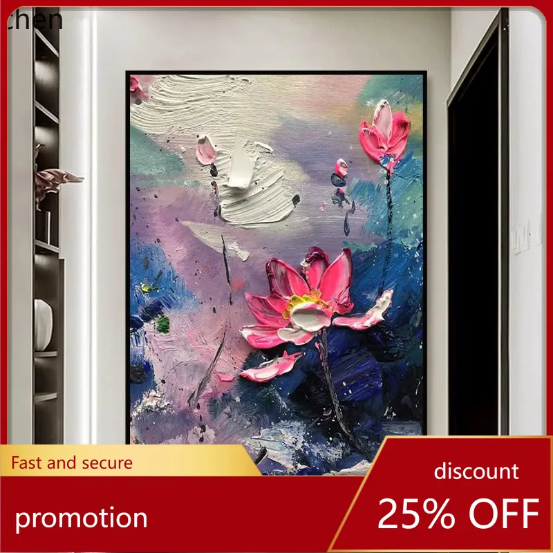 Hxl pure hand-painted oil painting - ready-to-hang, floor-to-ceiling living room/entryway backdrop