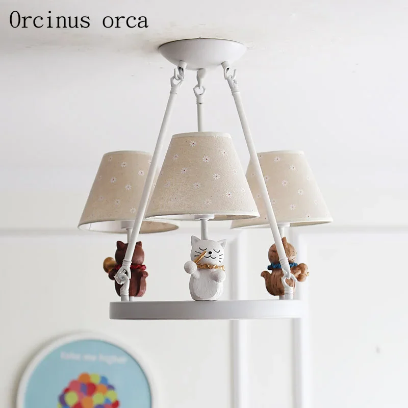 American cartoon cartoon kitten chandelier child room Boy Girl Bedroom modern minimalist doll LED pendant lamp  free shipping