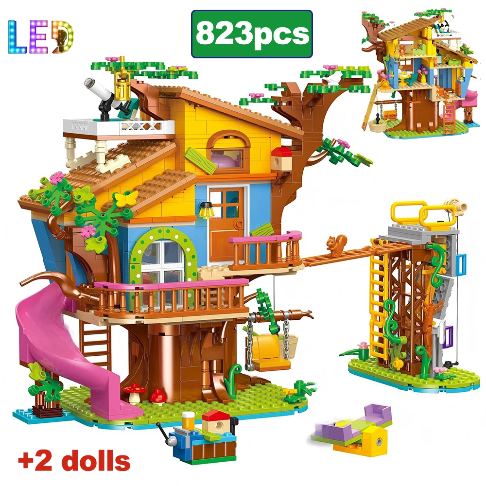 

City Street View Tree House Villa Castle Building Blocks Rock Climbing Bookstore Friend Figures Model Bricks Toy for Kids Gift