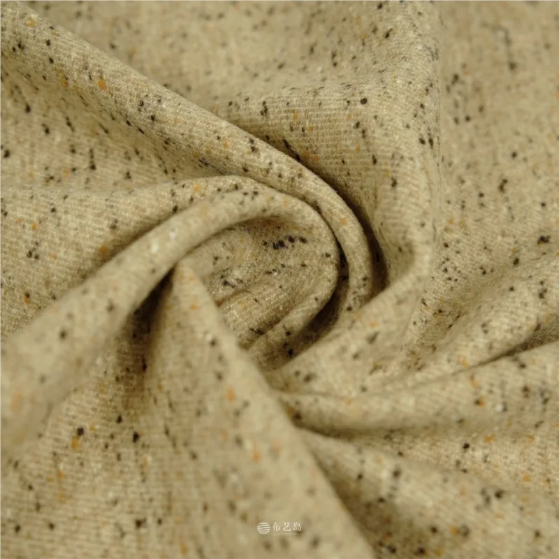 Soft oat color twill dot woolen fabric windbreaker overcoat clothing designer's