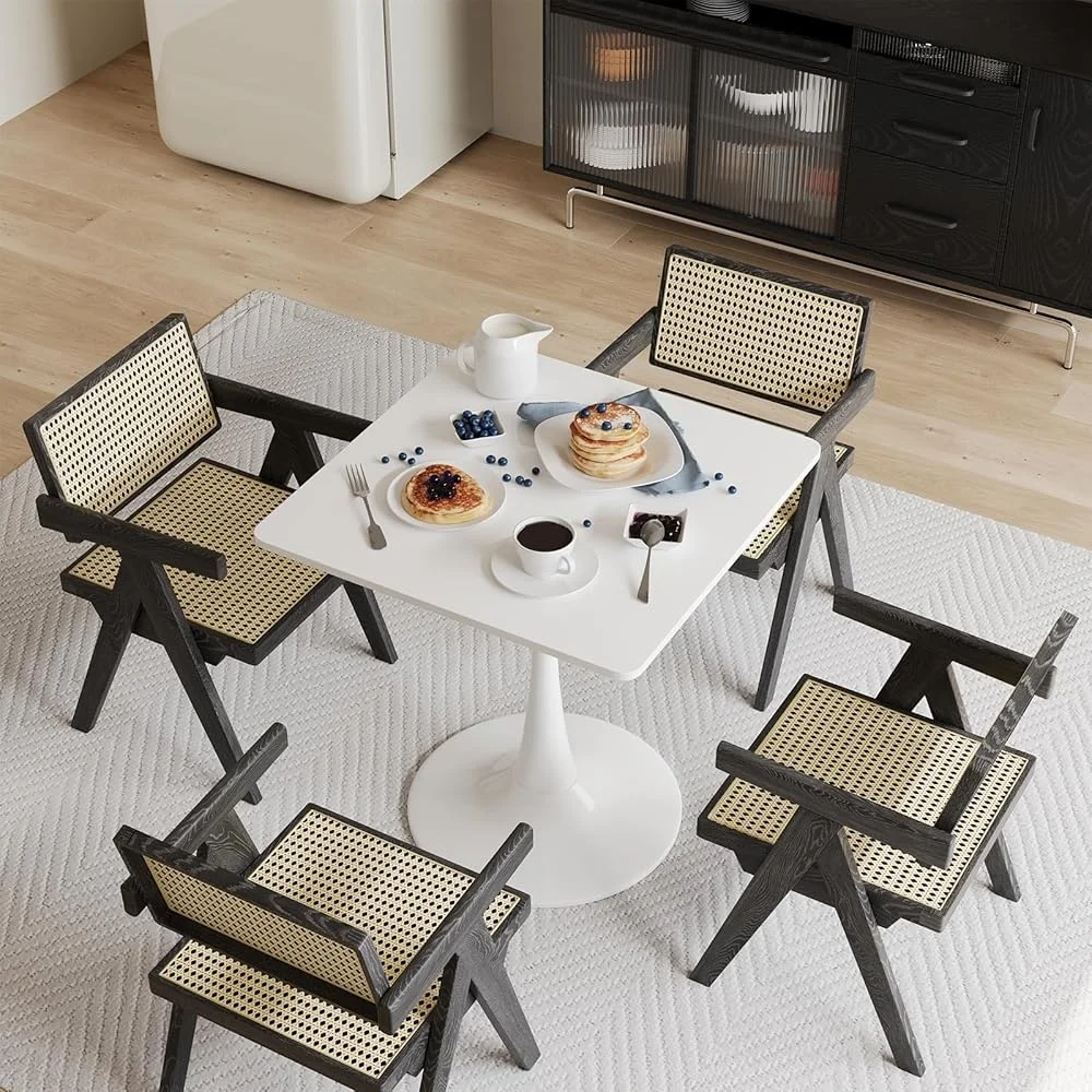 Modern White Tulip Dining Table Small Pedestal Base 2 People Mid Century Kitchen Glossy Durable Easy Assembly Indoor Furniture