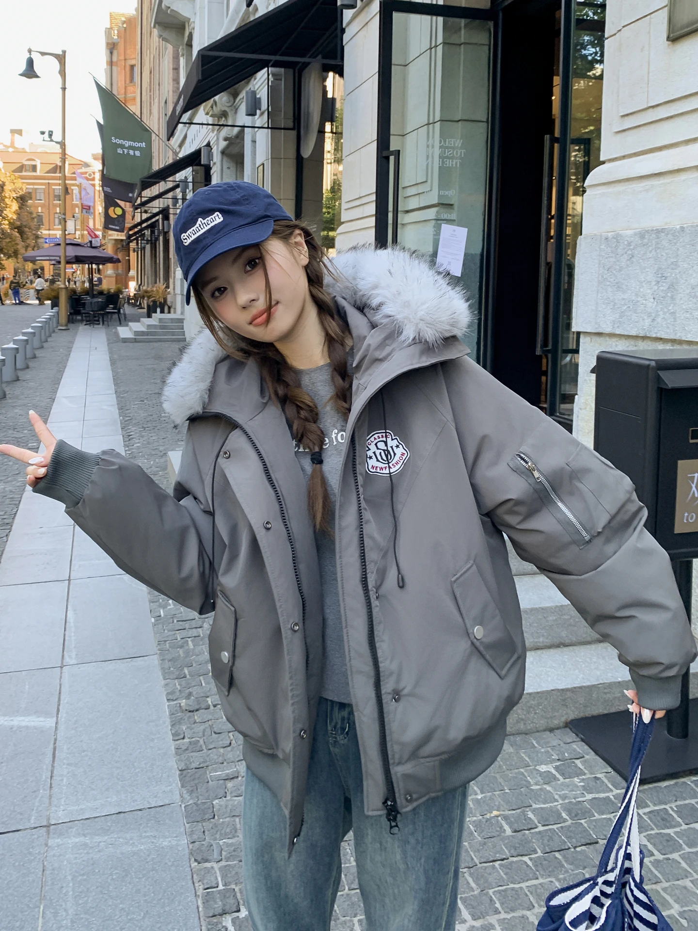 여성용 화이트 테니드 루즈 다운 재킷 2025 신상 슬레 출퇴근 스타일 한국 버전 스트레이트 튜브 롱 코트