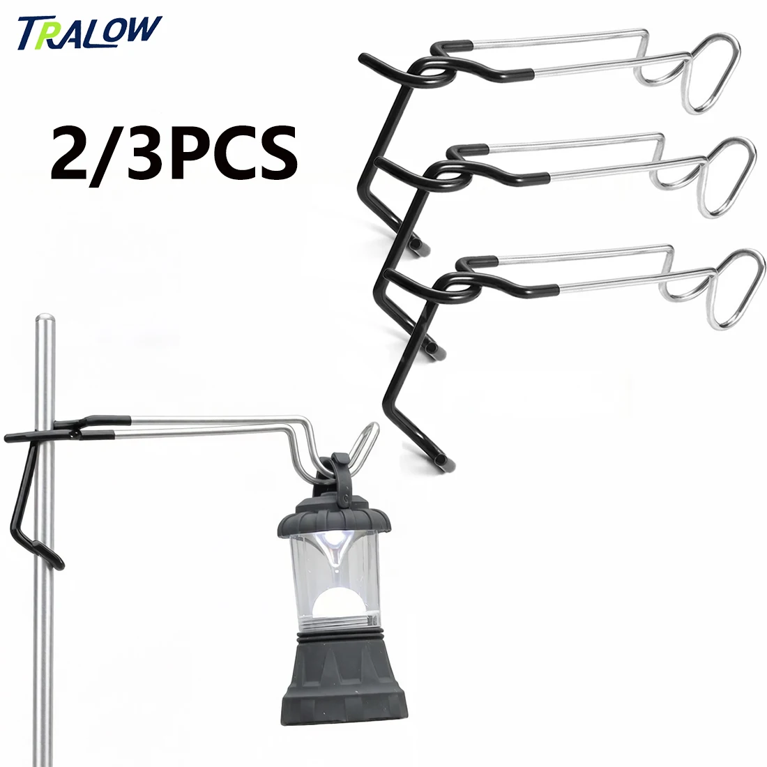 TRALOW Stainless Steel Tent Pole Hanger Hook, Multi‑Purpose Lantern Hanging Holder for Camping Fishing Outdoor Gear Accessories