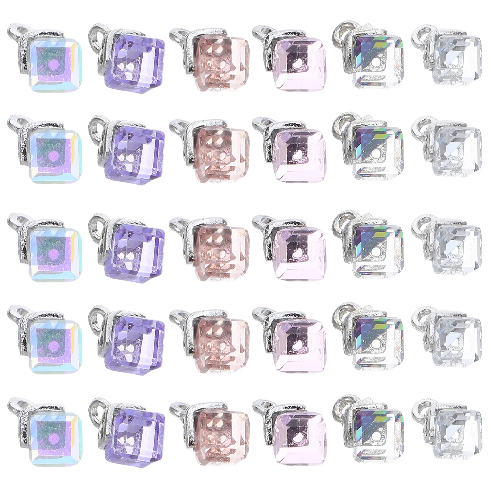 

60pcs Cube Crystal Colorful Dangle Pendants Jewelry Making Supplies Diy Crafts Necklace Bracelet Earrings Materials Crystal