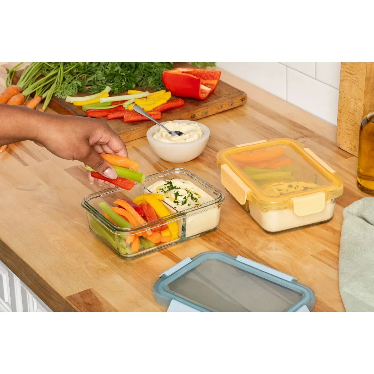 누수 방지 유리 식품 용기 2팩 - 식사 준비, 점심 및 남은 음식에 이상적 - 식기세척기 사용 가능