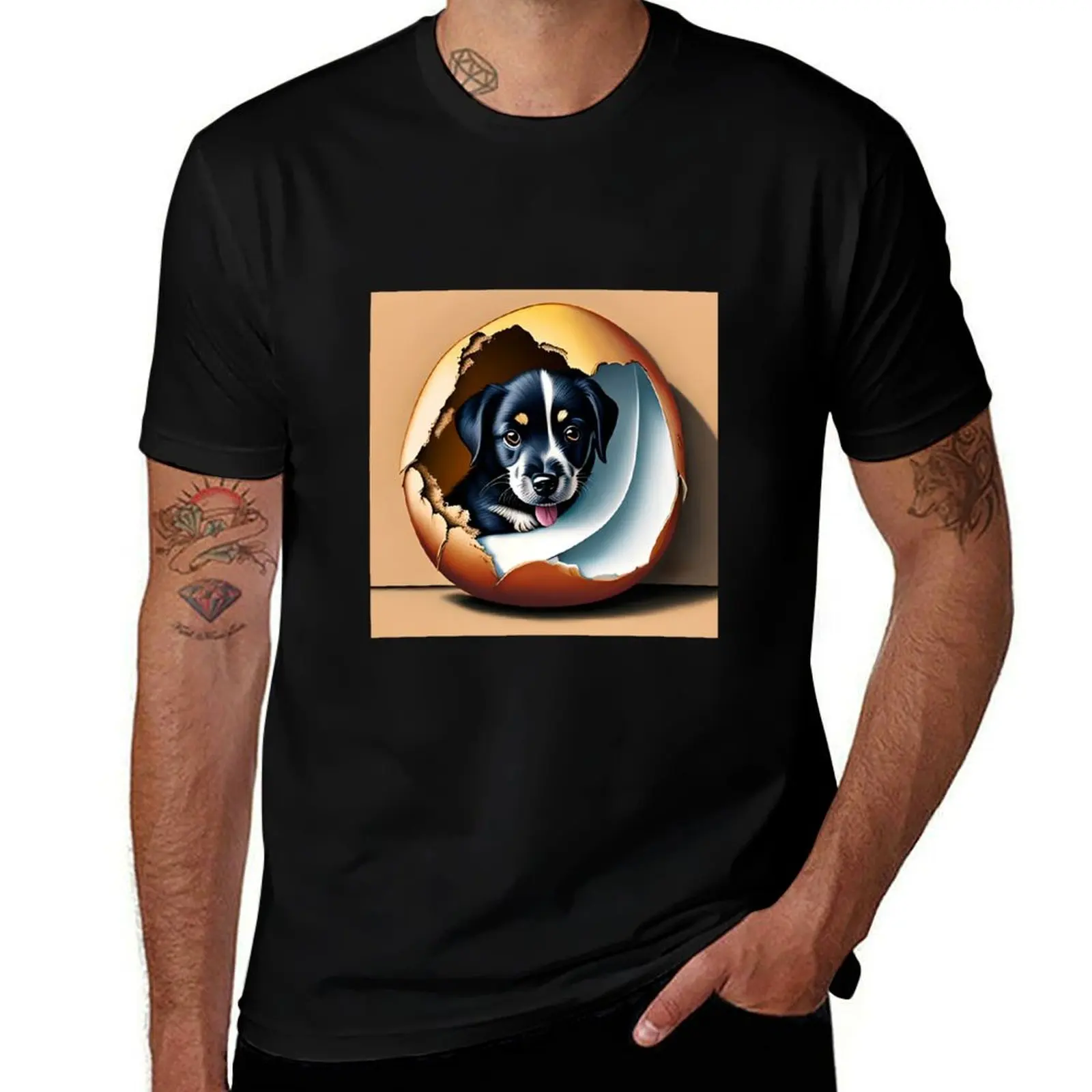 

Dog In Egg T-Shirt Blouse shirts graphic tees summer top shirts graphic tee mens big and tall t shirts