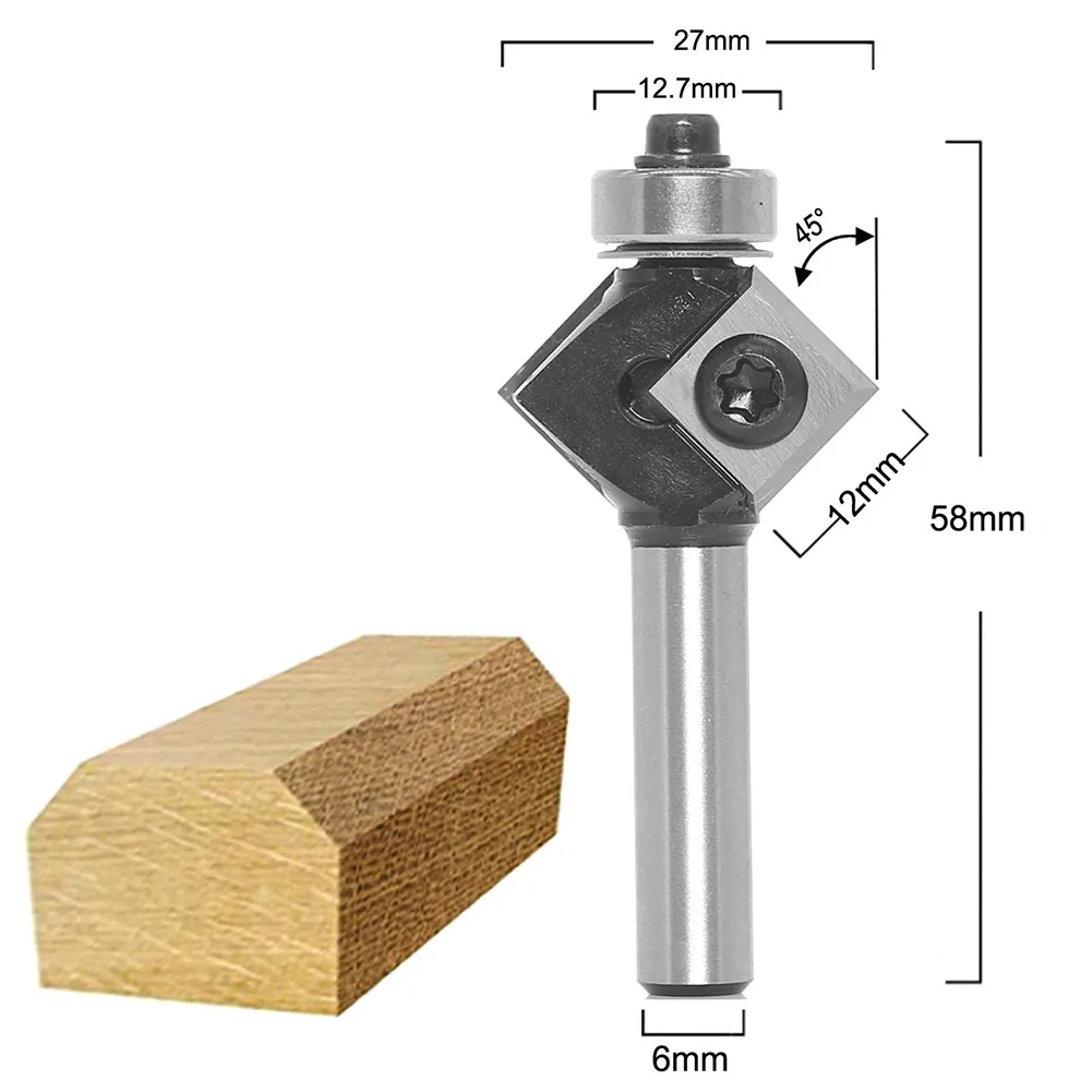 Imagem -02 - Fresadora Cnc com Rolamento Router Bit Bevel Redondo Inserção de Canto Ferramenta de Madeira Lâminas