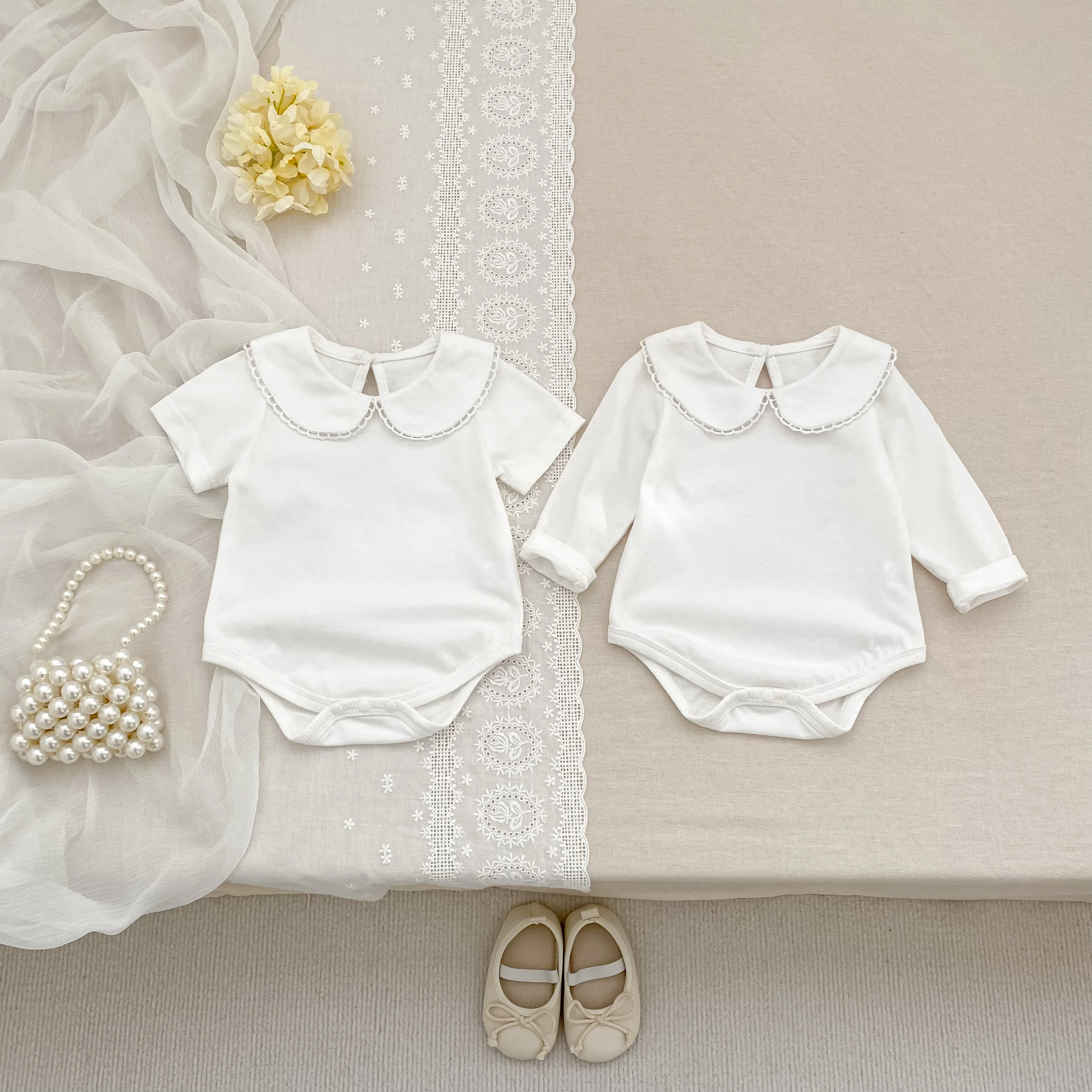 0-24M Herbst Baby Mädchen Romper Baby Mädchen Kleidung Kleinkind Neue Mädchen Spitze Kragen Strampler Baumwolle Weiß Infant baby Mädchen Overall – Detail 22