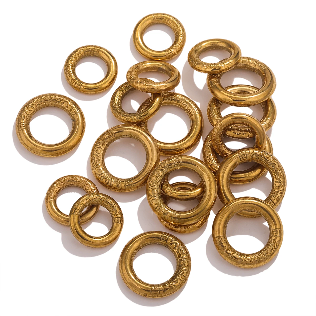 

5pcs Stainless Steel Retro Circle Ring PVD Gold Plated Charm Bezel Connections Earrings Making Supplies Diy Jewelry Wholesale