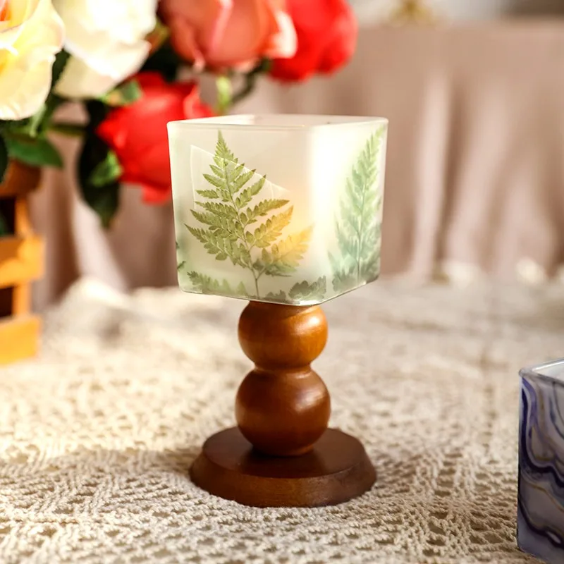 Square Glass Candle Holders European Candle Light Dinner Ornament Romantic Candles Cup Aromatherapy Goblet Home Decor