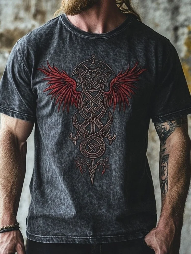 

Мужская модная футболка в уличном стиле с 3D принтом, мужская футболка в скандинавском мифологическом стиле, спортивная и фитнес-рубашка с короткими рукавами