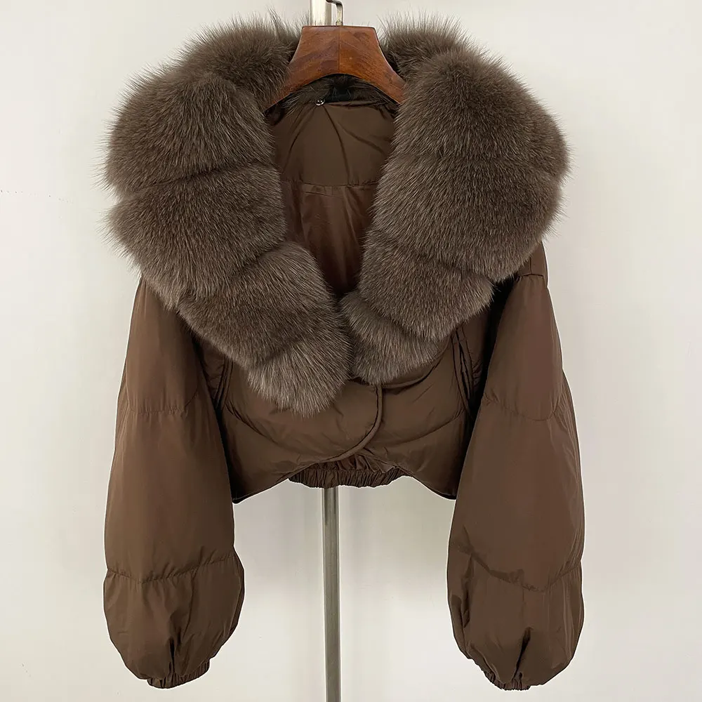 OFTBUY Luxuriöser, extragroßer Parka mit natürlichem Fuchspelzkragen für Damen, Winter 2025, 90% weiße Entendaunenjacke, Echtpelzmantel für Frauen – Detail 24