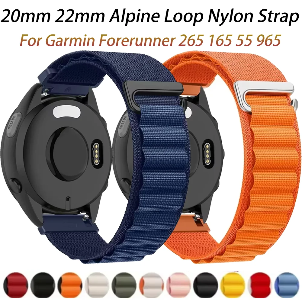 

20mm 22mm Nylon Alpine Loop Strap for Garmin Forerunner 965 265 165 55 Active 5/Vivoactive 5/Venu 3/2 Band for Garmin Move Trend