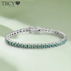 TBCYD 100% Real Blue Moissanite Tennis Bracelet For Women Men GRA Certified Original S925 Silver Lab Diamond Hand Chain Jewelry
