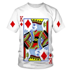 Playing Cards 3D Printing Fashion Men's T-Shirt Plum K Poker Pattern Short Sleeves Casual Harajuku Trend Comfortable O-Neck Tops