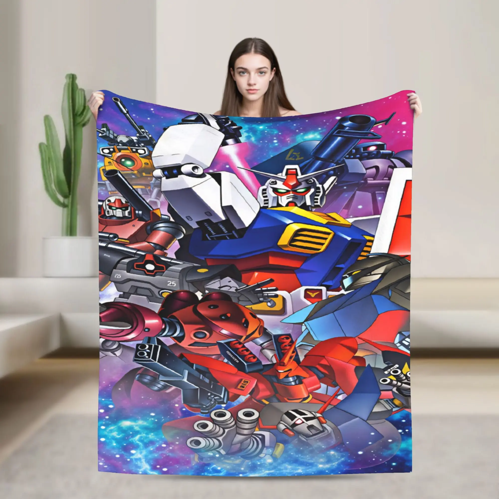 Mobile Suit Gundam Blanket  Super Soft Funny Plush Bedding Throws For Living Room Airplane Travel Flannel Bedspread Bed Cover