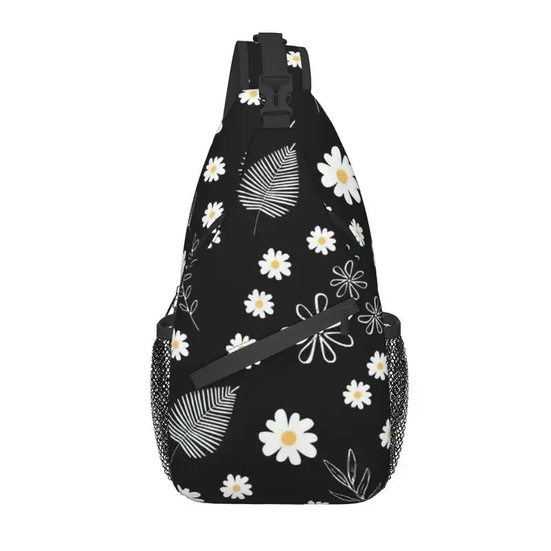 

Fashion Leaves Daisy Pattern Sling Bags for Cycling Camping Men's Floral Chest Crossbody Backpack Shoulder Daypack