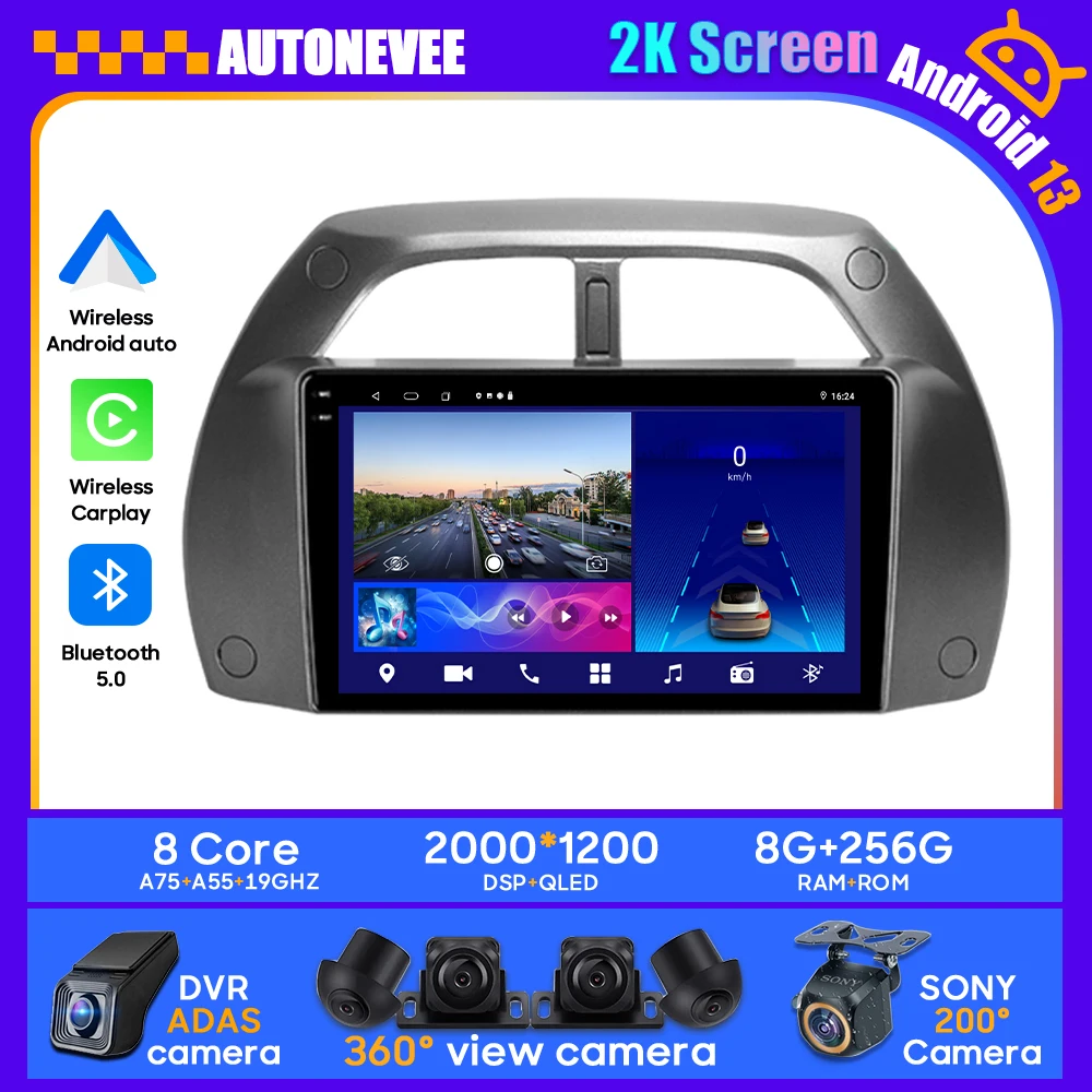 Android Car For Toyota RAV4 2 CA20 CA20W XA20 2000 - 2003 Auto Radio Stereo Head Unit Multimedia Navigation Player GPS HDR QLED