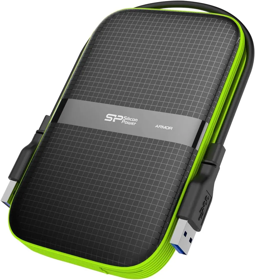1TB External Hard Drive - Shockproof & Water-Resistant, USB 3.2 Gen 1, Cable-Carry Design