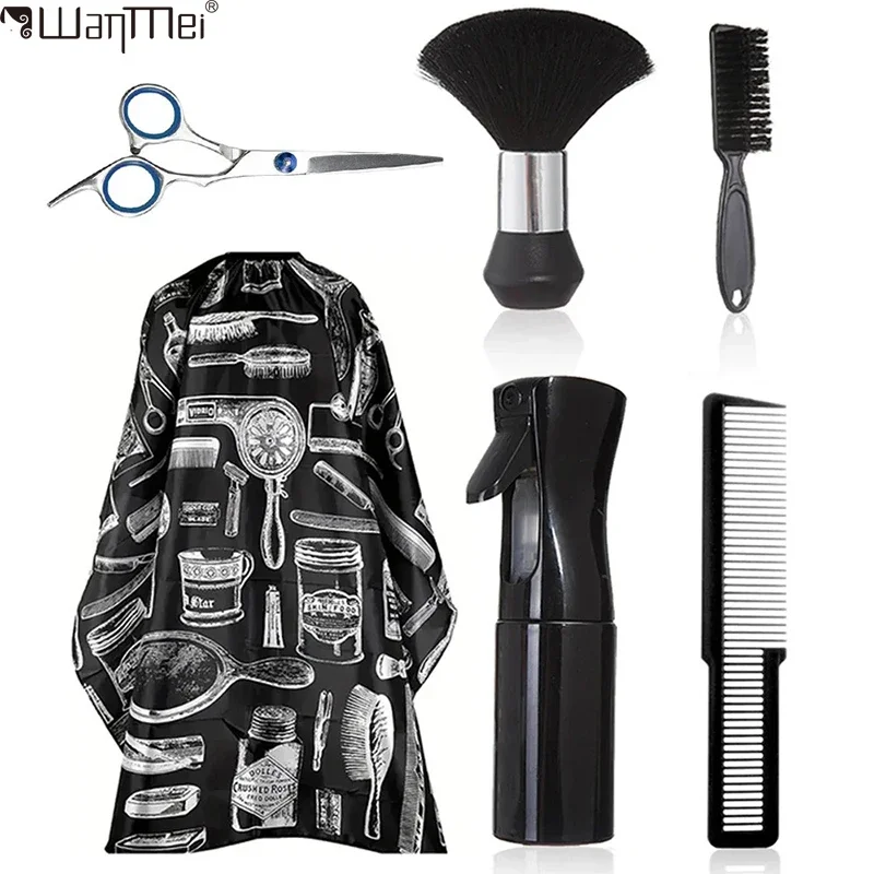 

WANMEI набор из 6 предметов для парикмахерской, профессиональная водонепроницаемая парикмахерская шаль, нагрудник, бумажный набор, нейлоновый парикмахерский салон, парикмахерские инструменты