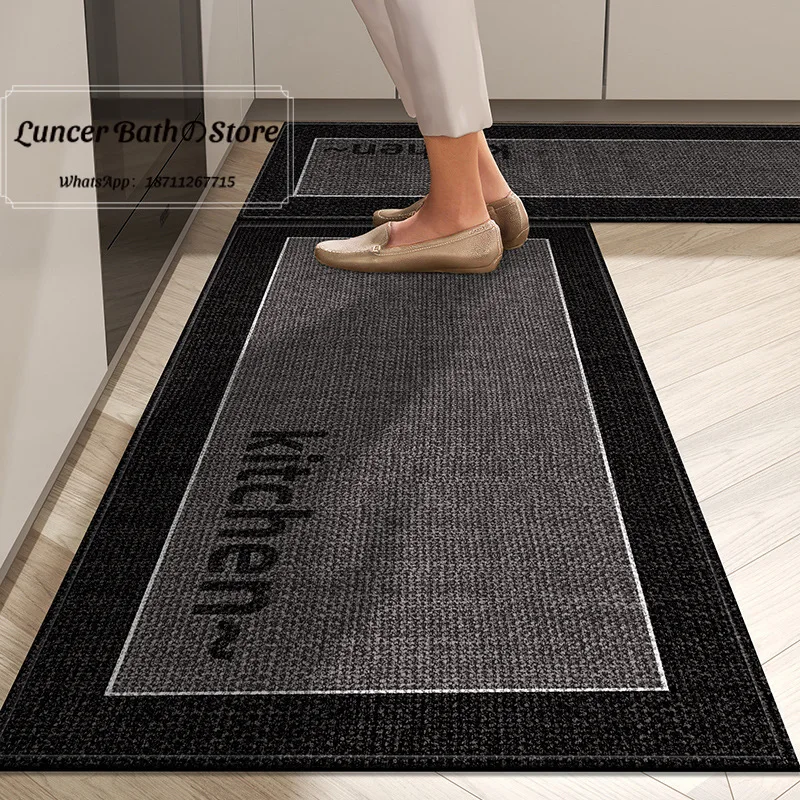 Simple linen floor mat, special for household kitchen floor mat, water and oil absorption, dirt-resistant non-slip mat, easy