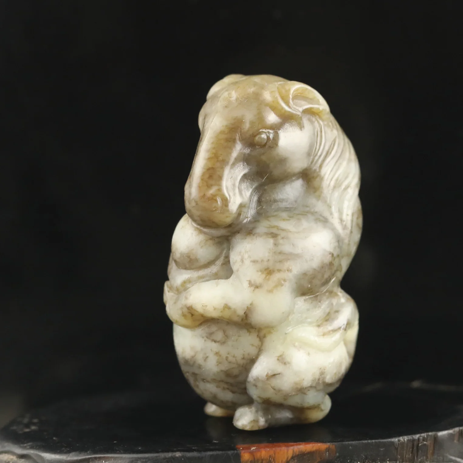 Old China Natural hetian Jade Hand Carved statue zodiac horse pendant #29