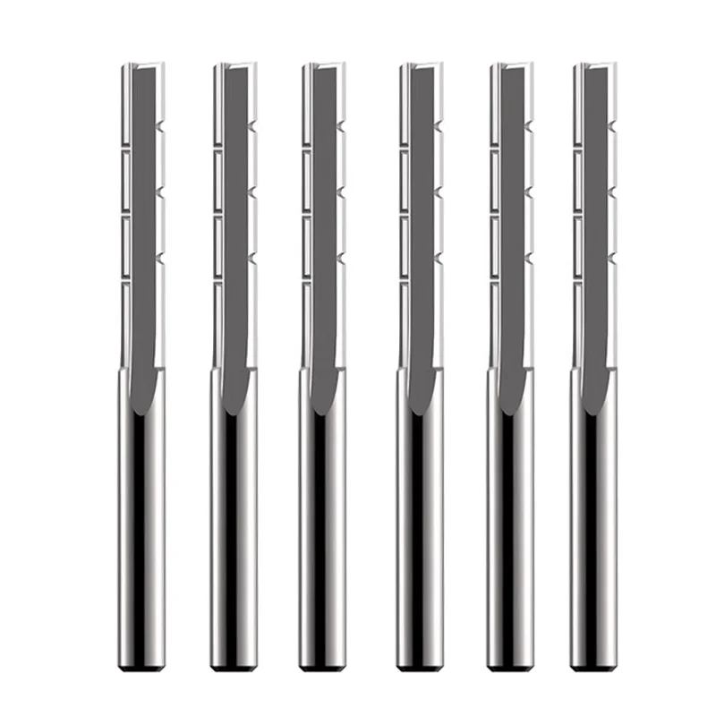 

HUHAO 3 Flute Carbide Straight Cutting Bit Plywood Slotting Edge Trimming Tool for CNC Router Milling Cutter Woodworking Tools