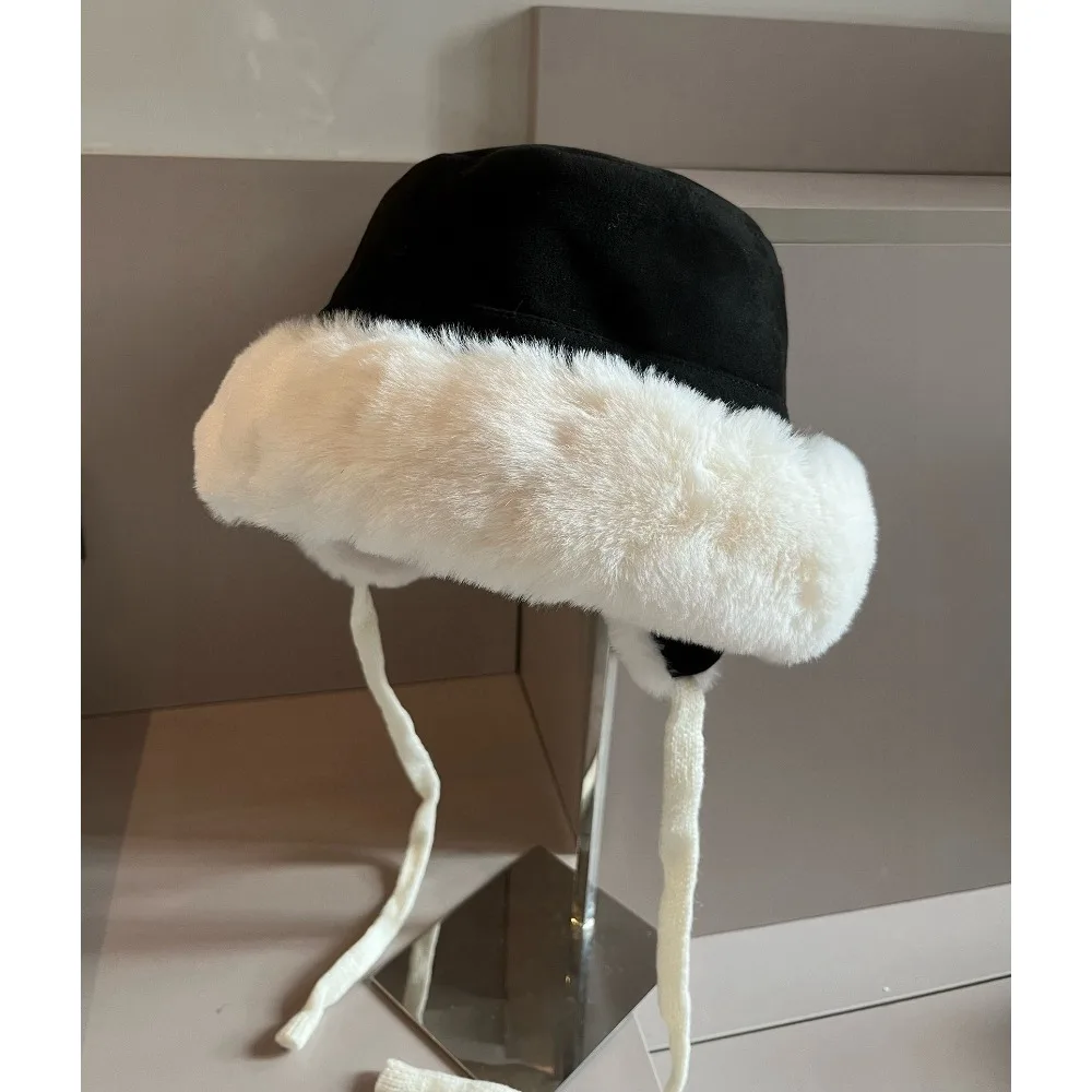 

New Ear Flap Hat Fleece Lining Autumn Winter High-grade Fluffy Comfortable Cycling Travel Unisex Fisherman Felt Hat Holiday Gift